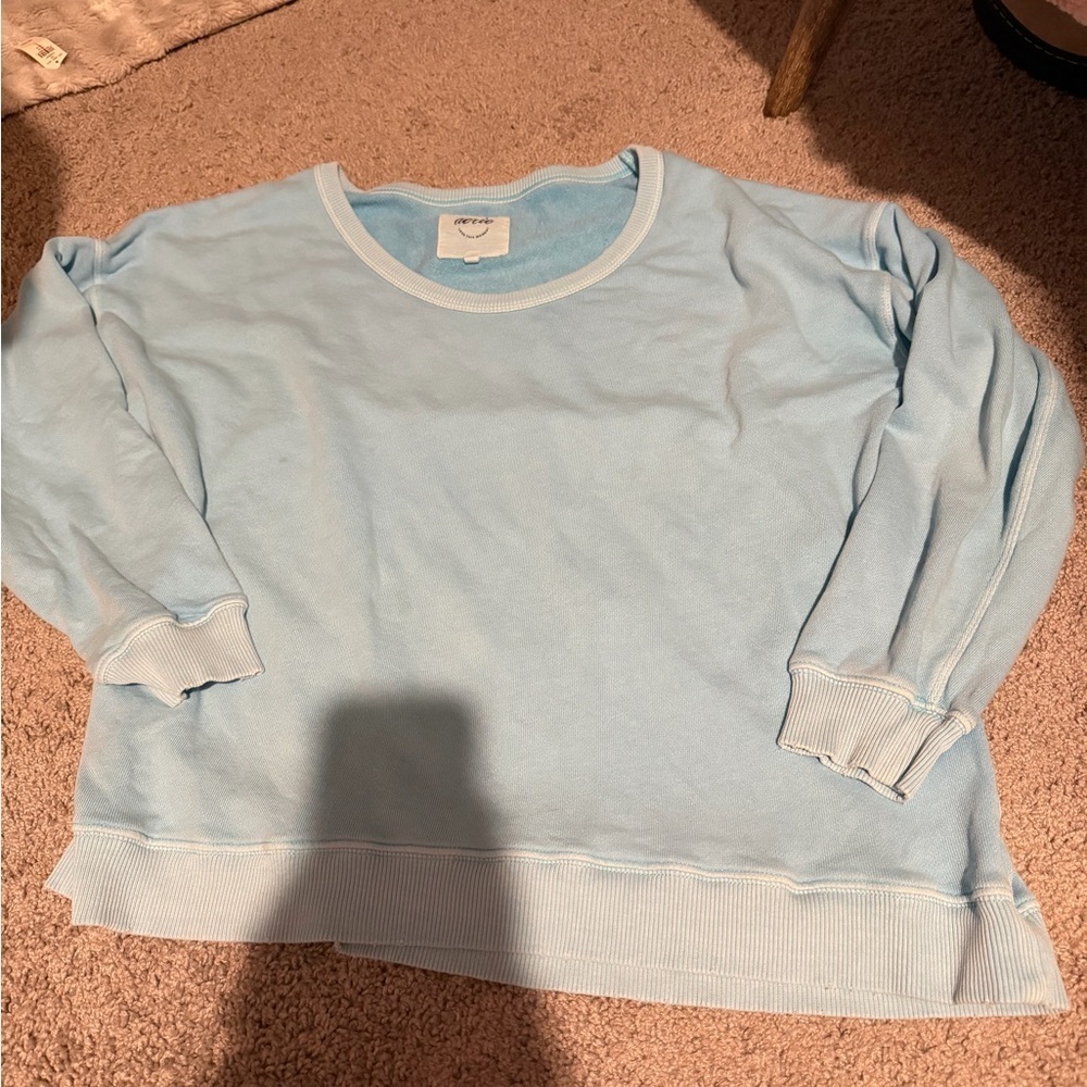 Aerie Light Blue Oversized Sweatshirt - Picture 4 of 7